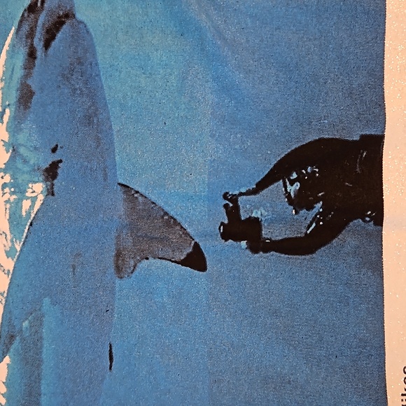 Shark Week graphic tee clear glitter accent black cap sleeve Small EUC - Picture 6 of 7